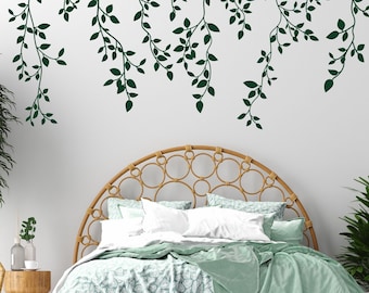 Wandtattoo Ranke: Botanische Blatt-Aufkleber für Boho Schlafzimmer oder Kinderzimmer Dekor