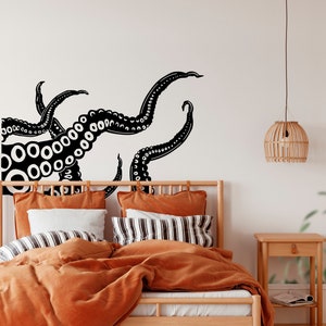 Large Kraken Octopus Tentacle Wall Decal - Nautical Decor Bedroom Living Bathroom Nursery, Сhoose Direction Size Color Indoor Outdoor 212