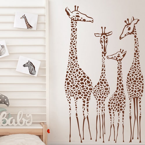 Giraffe Nursery Wall Decals Set of 4 Giraffes Wall Sticker Etsy
