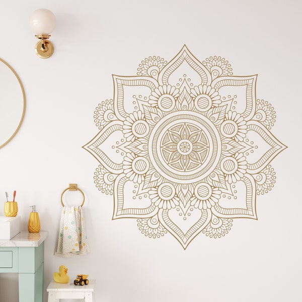 Mandala Wall Art Sticker, Mandala Wall Decal, Flower Mandala Decal, Yoga Wall Art, Boho Boho Cozy Home Living Studio Decor Ideas 279