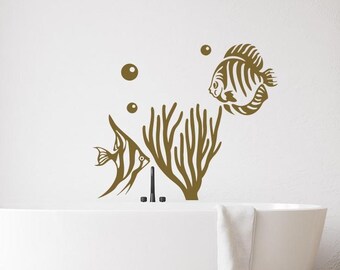 Fish Wall Decal: Sea Life, Ocean Theme - Nursery & Bathroom Decor