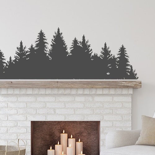 Forest Wall Decal Pine Tree Wall Decal Vinyl Sticker Woodland Etsy