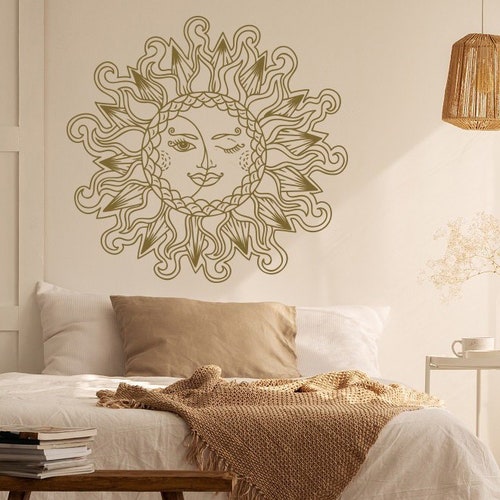 Moon and Sun Decal Bedroom Decor Ideas Sun and Moon Wall Etsy