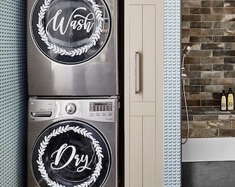 Wash and Dry Decal: Farmhouse Laundry Room Decor, Stickers for Washer and Dryer LW193