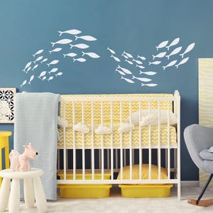 School Of Fish Wall Decals, Under The Sea Wall Decals, Sea Creature Wall Decals, Bathroom Wall Decor, Sea Nursery Decals Kids Room Decor