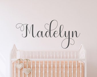 Custom Girls Wall Decals Personalized Baby Name - Cursive Name Decal Script Stickers Baby Nursery Girls Room Decor, Personalized Baby Gifts
