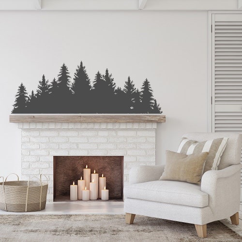 Pine Tree Forest Wall Decal Nature Wall Decal Woodland Wall Etsy