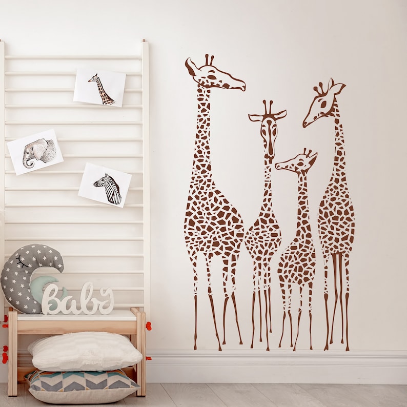 Giraffe Nursery Wall Decals Set of 4 Giraffes Wall Sticker Etsy