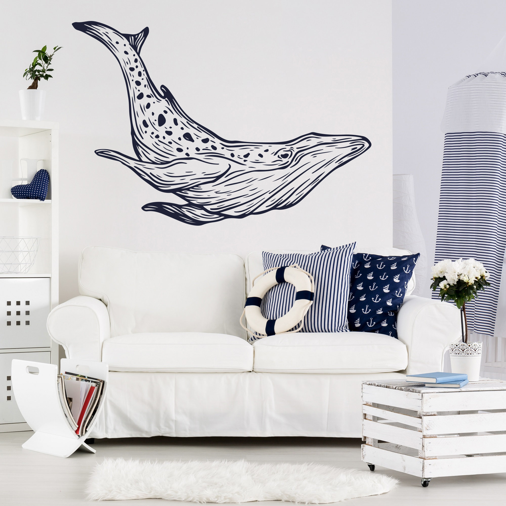 Whale Wall Decal Whale Wall Sticker Nautical Nursery Decal Etsy UK