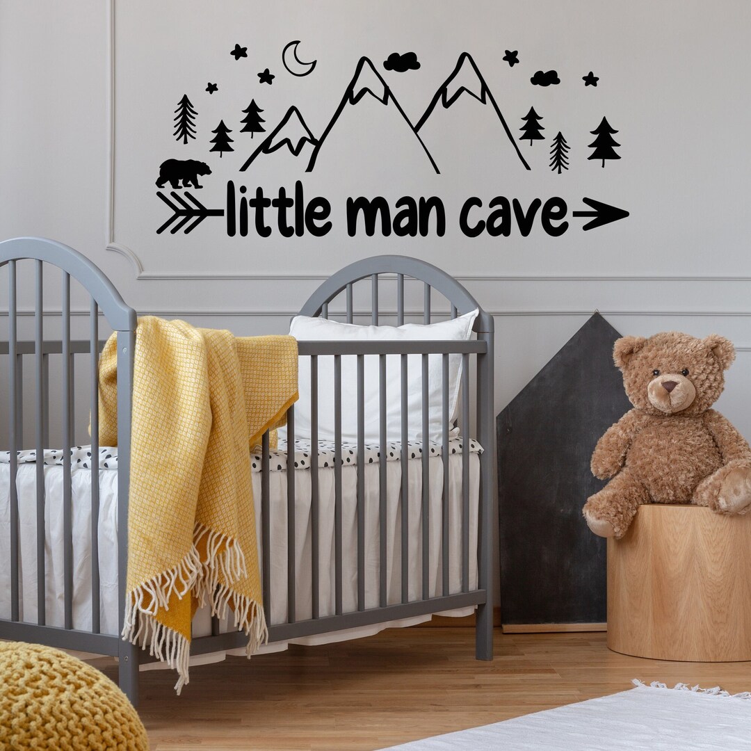 Little Man Cave Wall Decal For Kids Woodland Nursery Decor Little Man Little Man Cave Wall Decal For Kids Woodland Nursery Decor Little Man