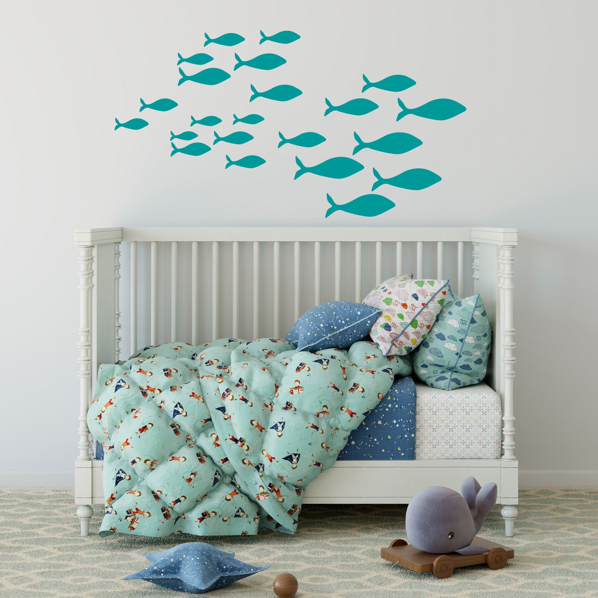 School of Fish Wall Decal: Nautical Nursery Decor, Sea Ocean Art LW155 ...