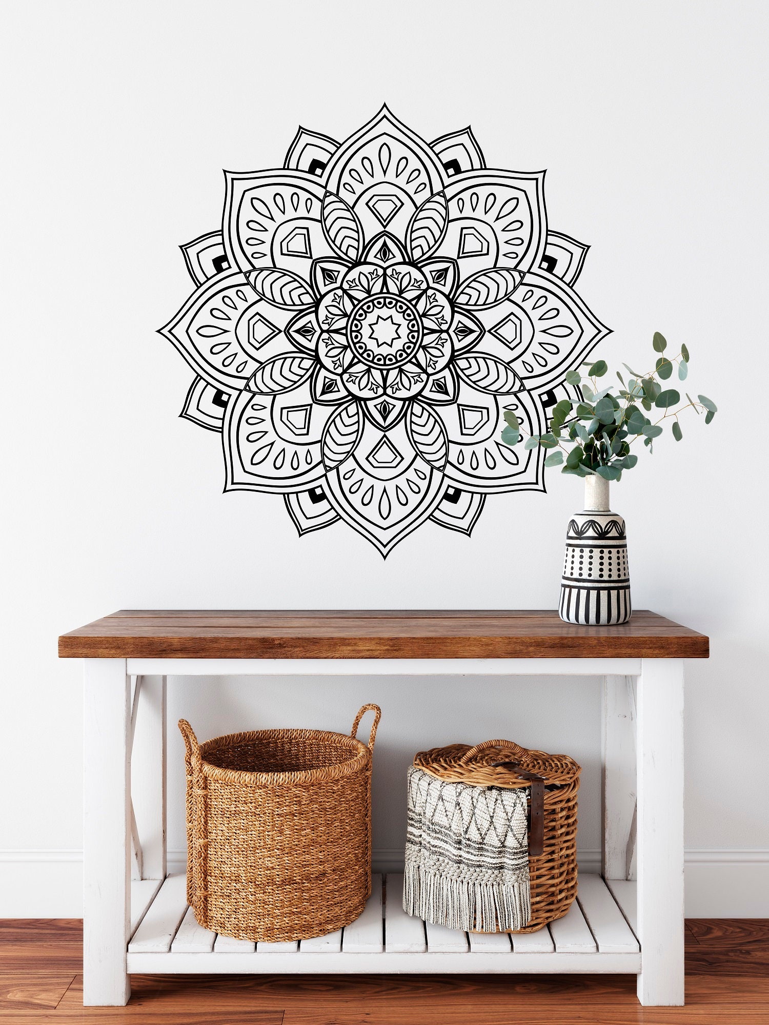 Mandala Wall Decal: Boho Vinyl Sticker for Yoga Studio, Meditation Art ...