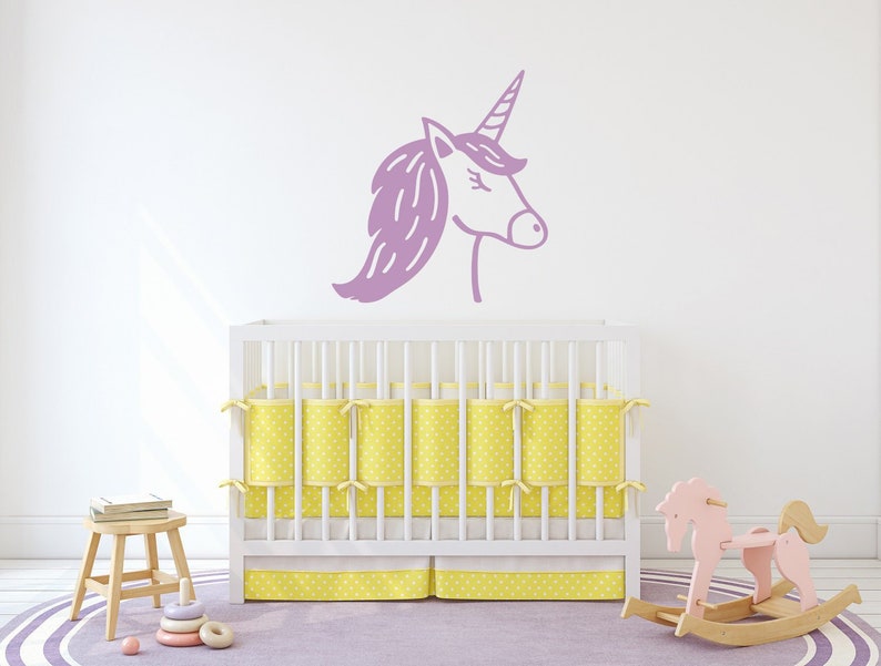 Unicorn Head Wall Decal Nursery Decor Kids Wall Decal Etsy