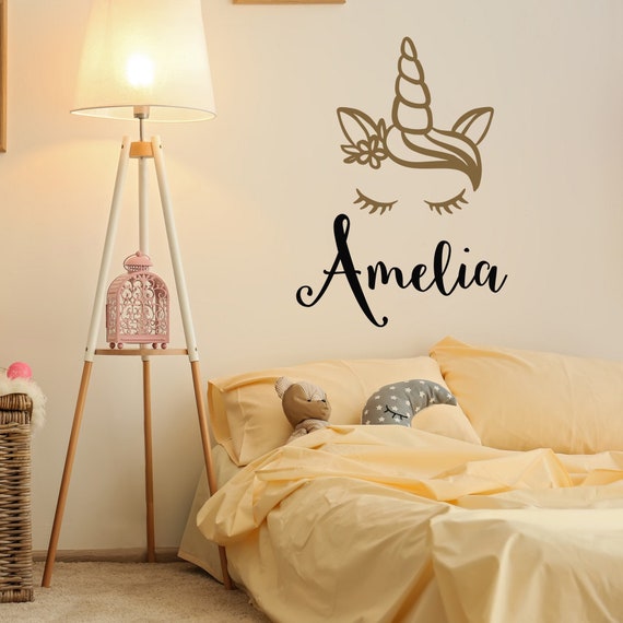 Personalized Unicorn Wall Decal Custom Name Vinyl Decal Kids Etsy