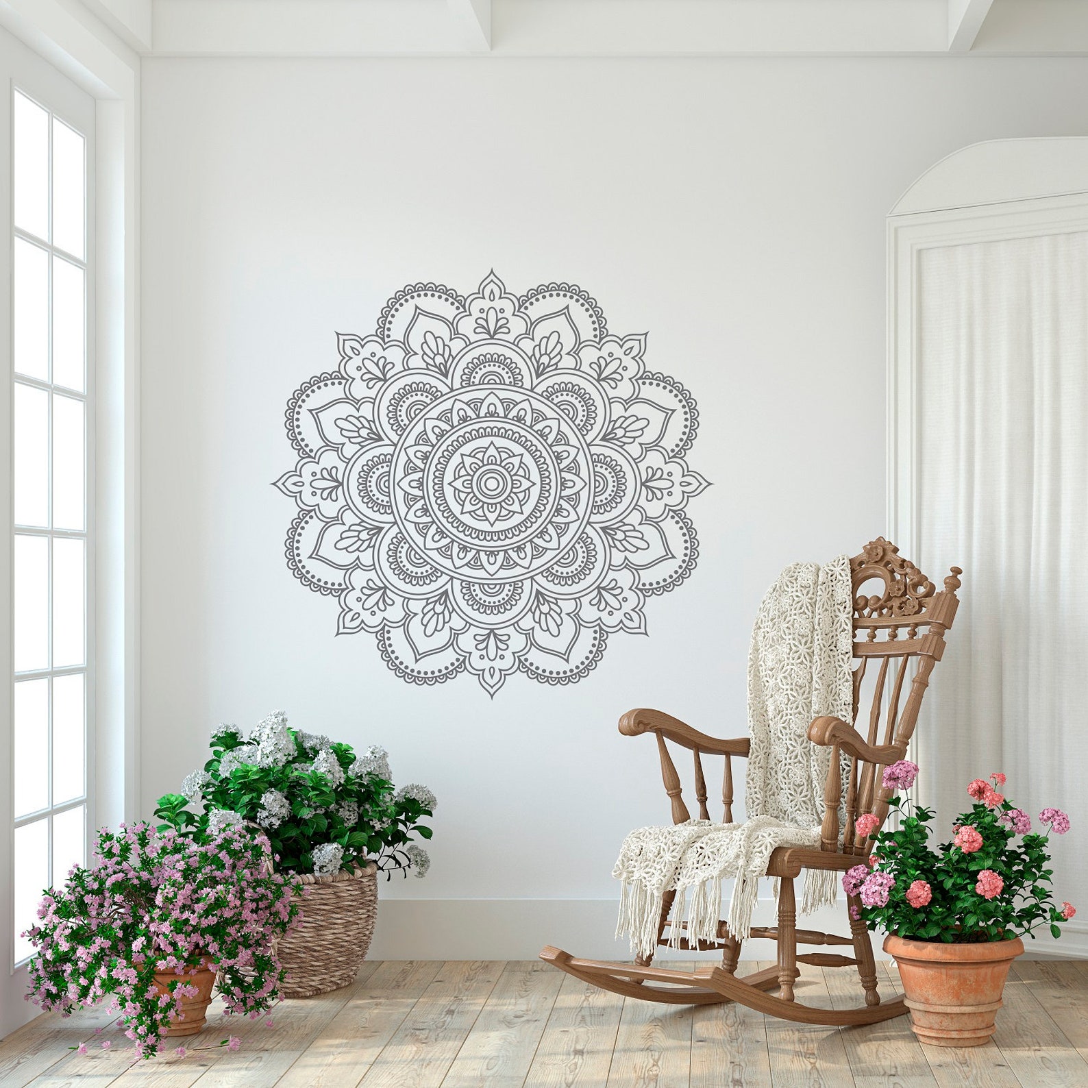 Mandala Wall Art Sticker Half Mandala Wall Decal Beautiful Etsy