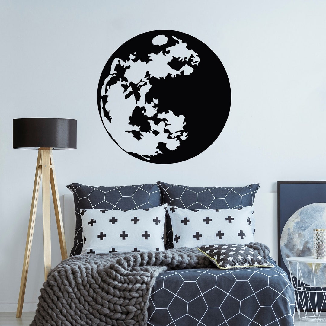 Full Moon Vinyl Wall Decal: Celestial Space Decor LW117 - Etsy