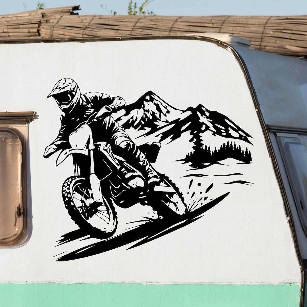 Motocross Dirt Bike Vinyl Decal - Mountain Rider Wall Sticker for ...