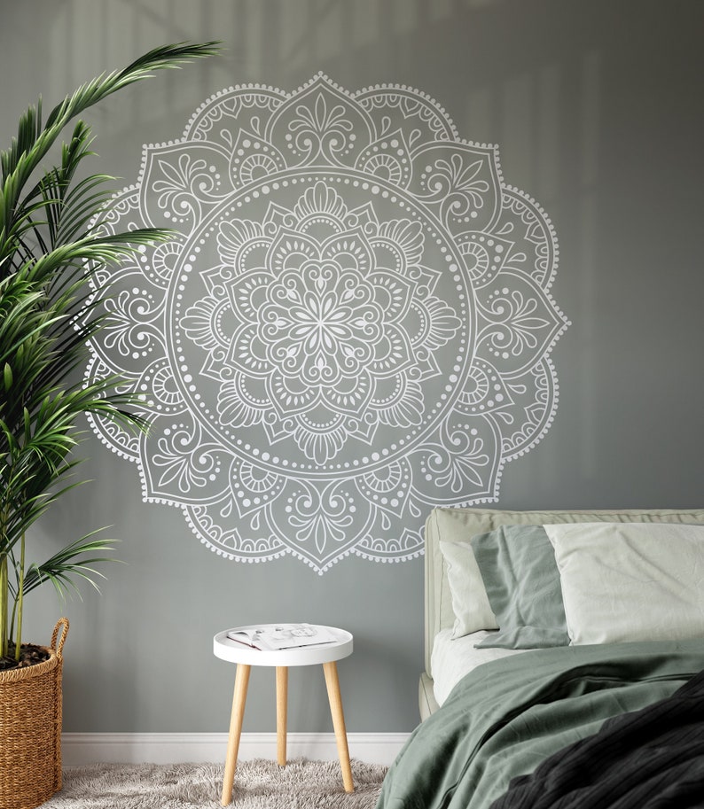 White Mandala Wall Art Decal Mandala Wall Sticker Large | Etsy