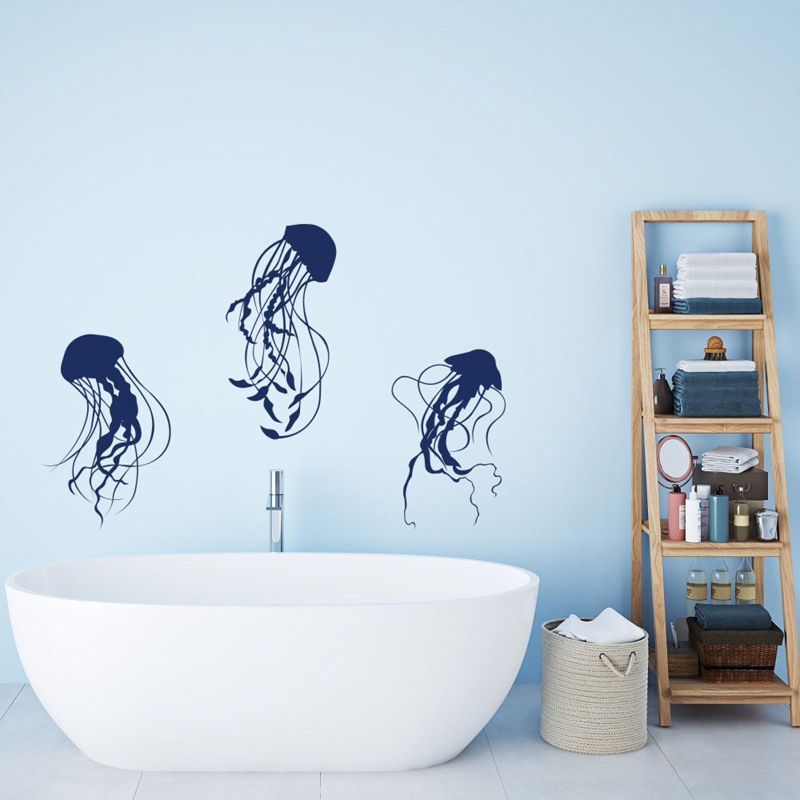 Set of 3 Jellyfish Wall Decal Underwater Vinyl Decal Sea Etsy