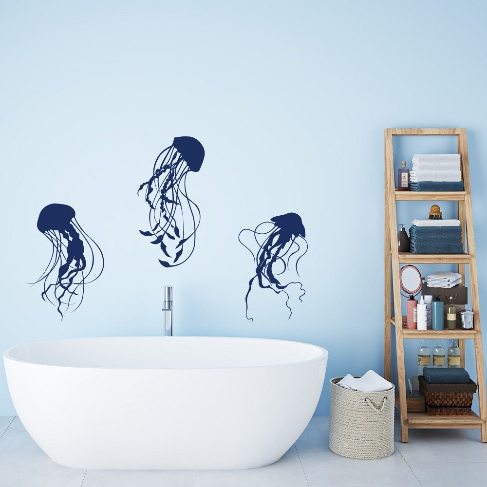 Set of 3 Jellyfish Wall Decal Underwater Vinyl Decal Sea Etsy
