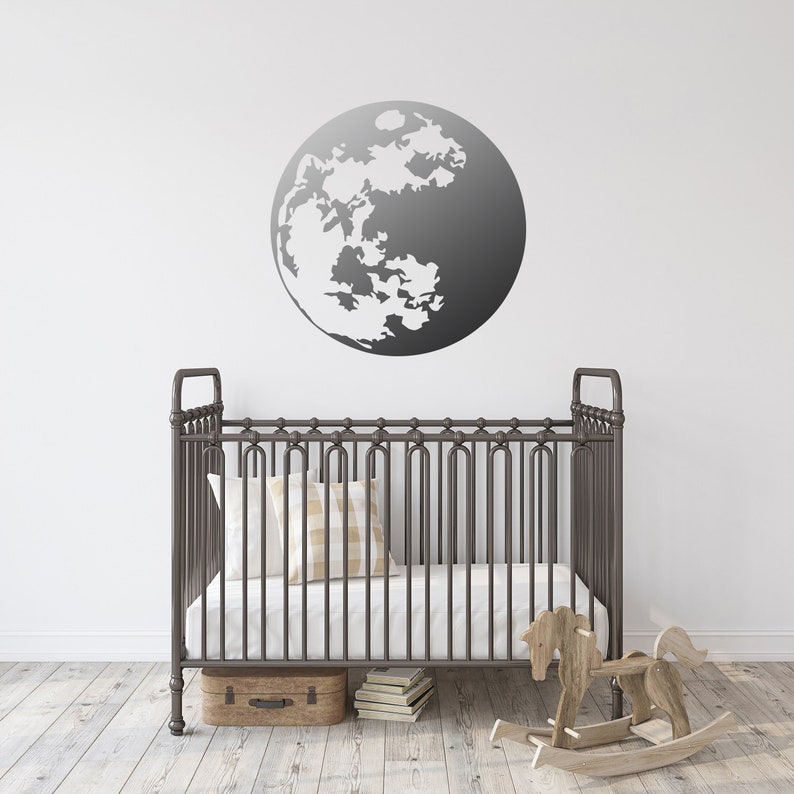 Full Moon Wall Decal Space Wall Decal Celestial Moon Decor Etsy