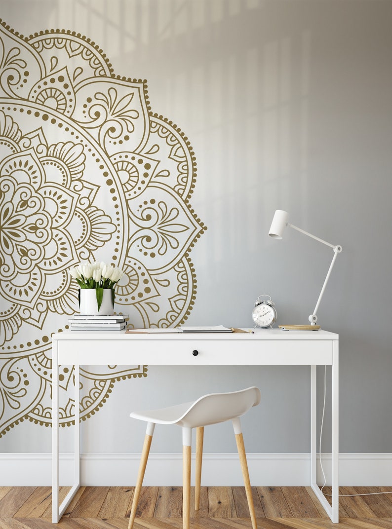 White Mandala Wall Art Decal Mandala Wall Sticker Large Etsy UK