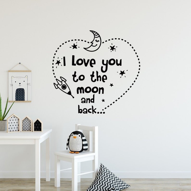 I Love You To The Moon And Back Nursery Wall Decal Baby Etsy