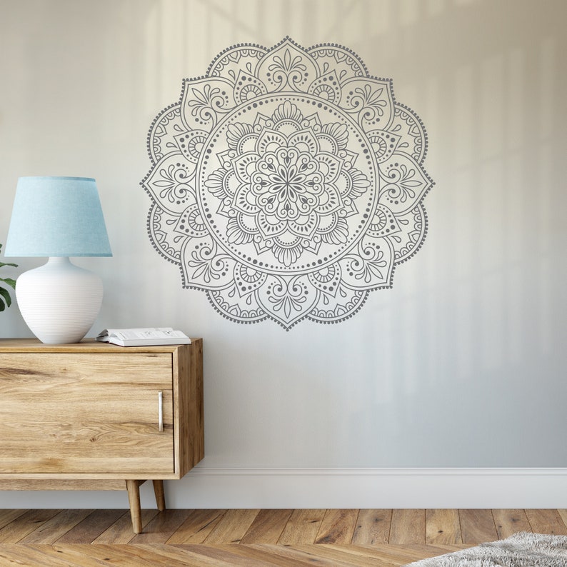 White Mandala Wall Art Decal Mandala Wall Sticker Large Etsy UK