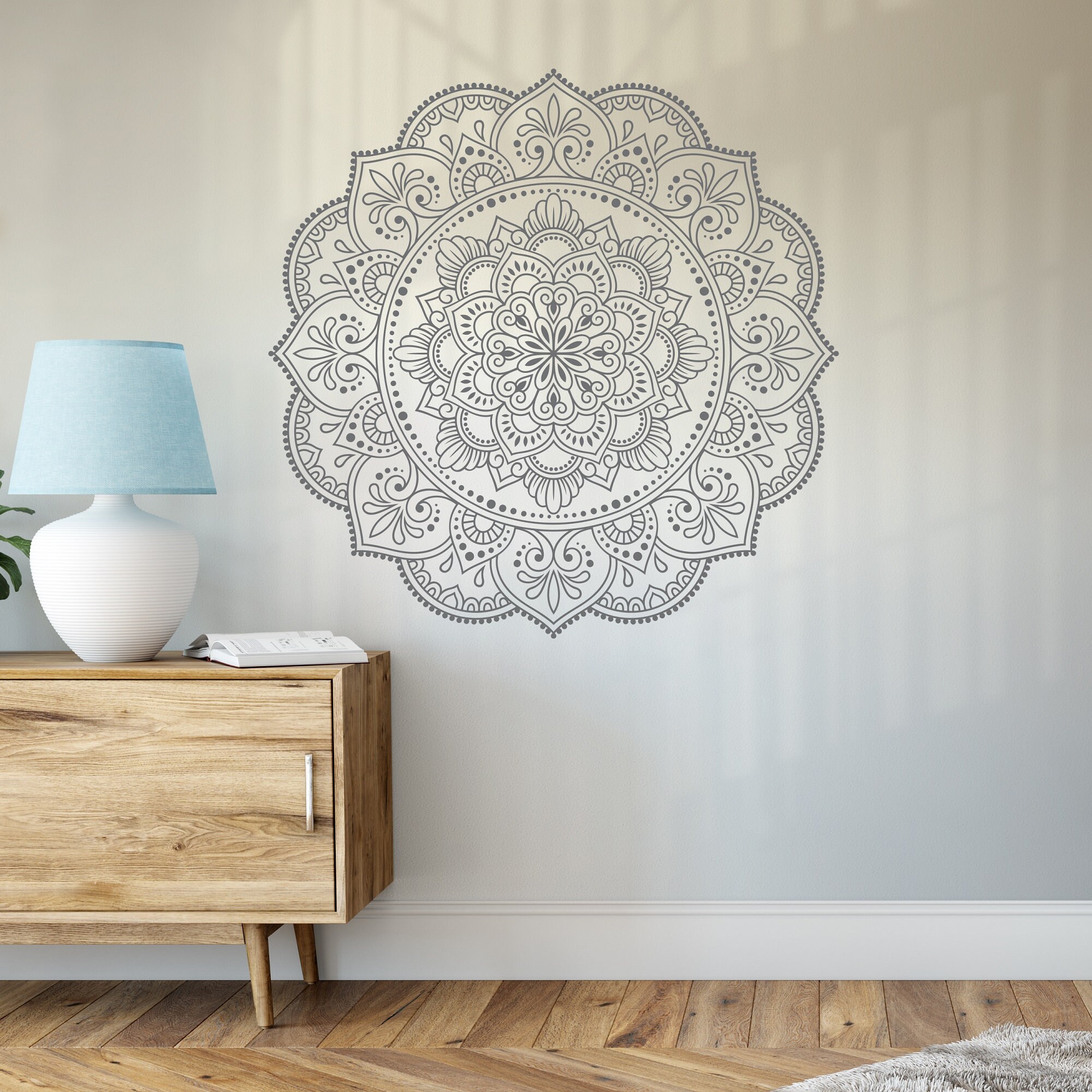 White Mandala Wall Art Decal Mandala Wall Sticker Large Etsy UK