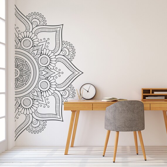 Half Mandala Wall Art Decal Mandala Wall Sticker Mandala in Etsy
