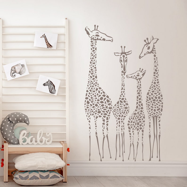 Giraffe Nursery Wall Decals Set of 4 Giraffes Wall Sticker Etsy