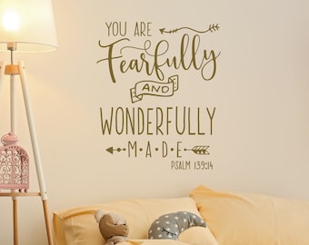 Angstaanjagend prachtig gemaakte muursticker – Psalm 139:14, kinderkamerdecoratie LW141