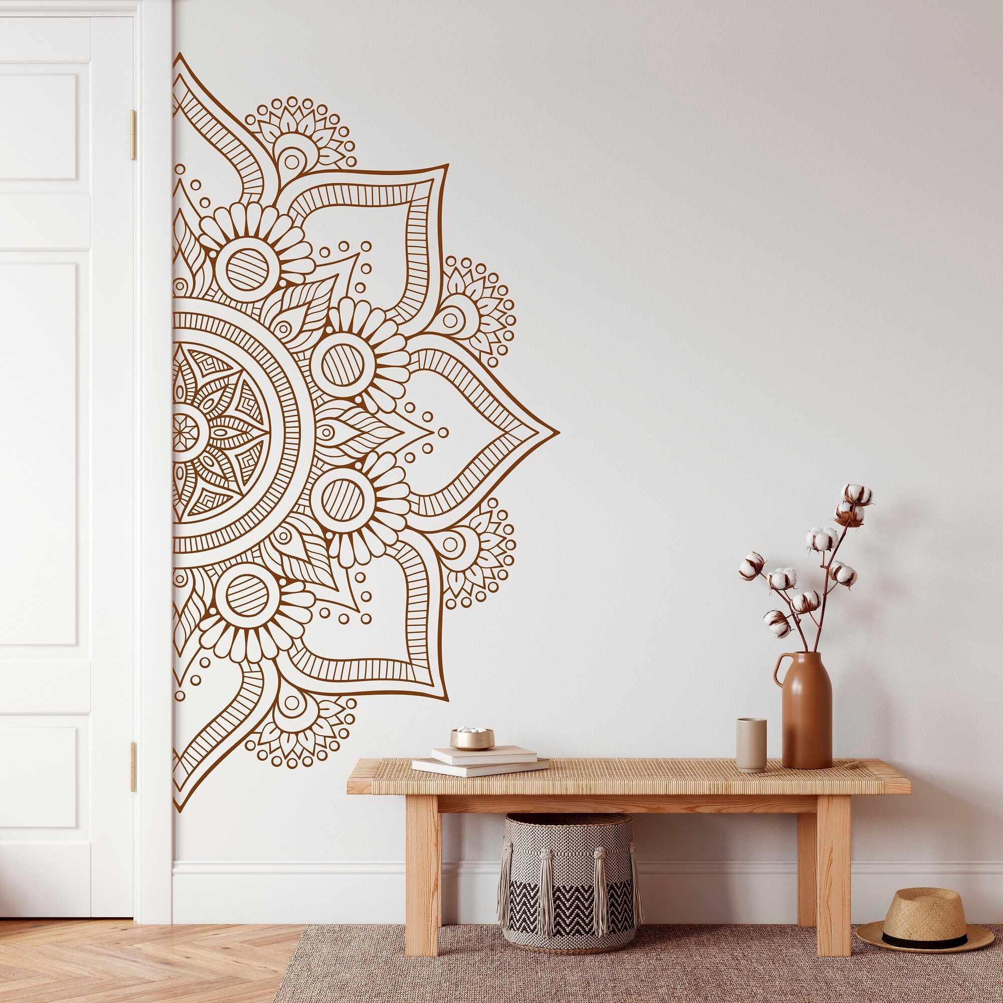 Mandala Wall Art Sticker Half Mandala Wall Decal Bohemian Etsy