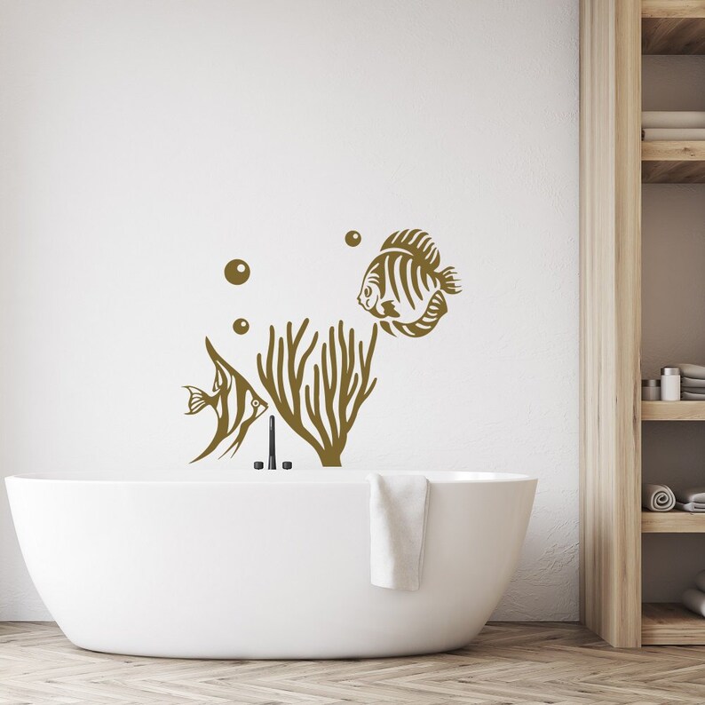 Fish Wall Decal Bathroom Decor Sea Life Wall Sticker Under Etsy