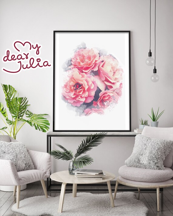 Red Roses Print Water Color Flower Art Rose Wall Art Print Etsy