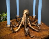 Antique Bronze Octopus Dinner Candle Holder