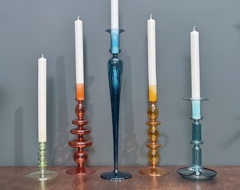 Contemporary Glass Candlesticks - Five Different Styles Available