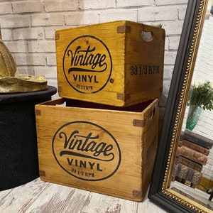 Vintage Vinyl Waxed Wooden Record Boxes