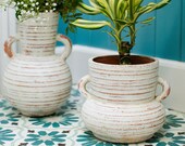 Amphora Whitewashed Terracotta Vase - Two Sizes Available