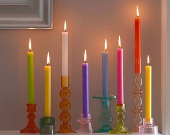 8" Dinner Candles 8 Hour Burn - Many Colours Available - Made In The UK - Mix and Match