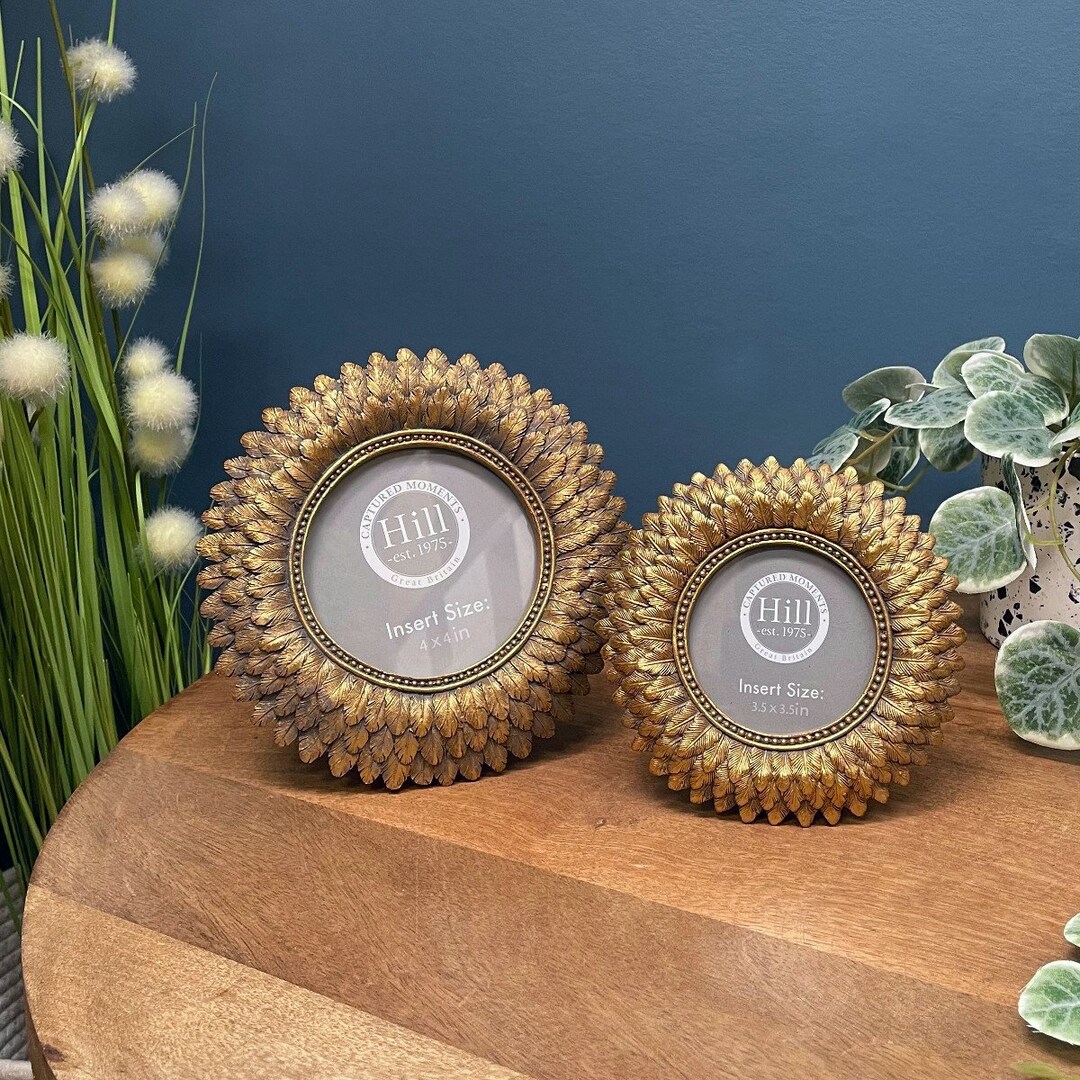 Antique Gold Sunburst Small Round Photo Frames Etsy UK