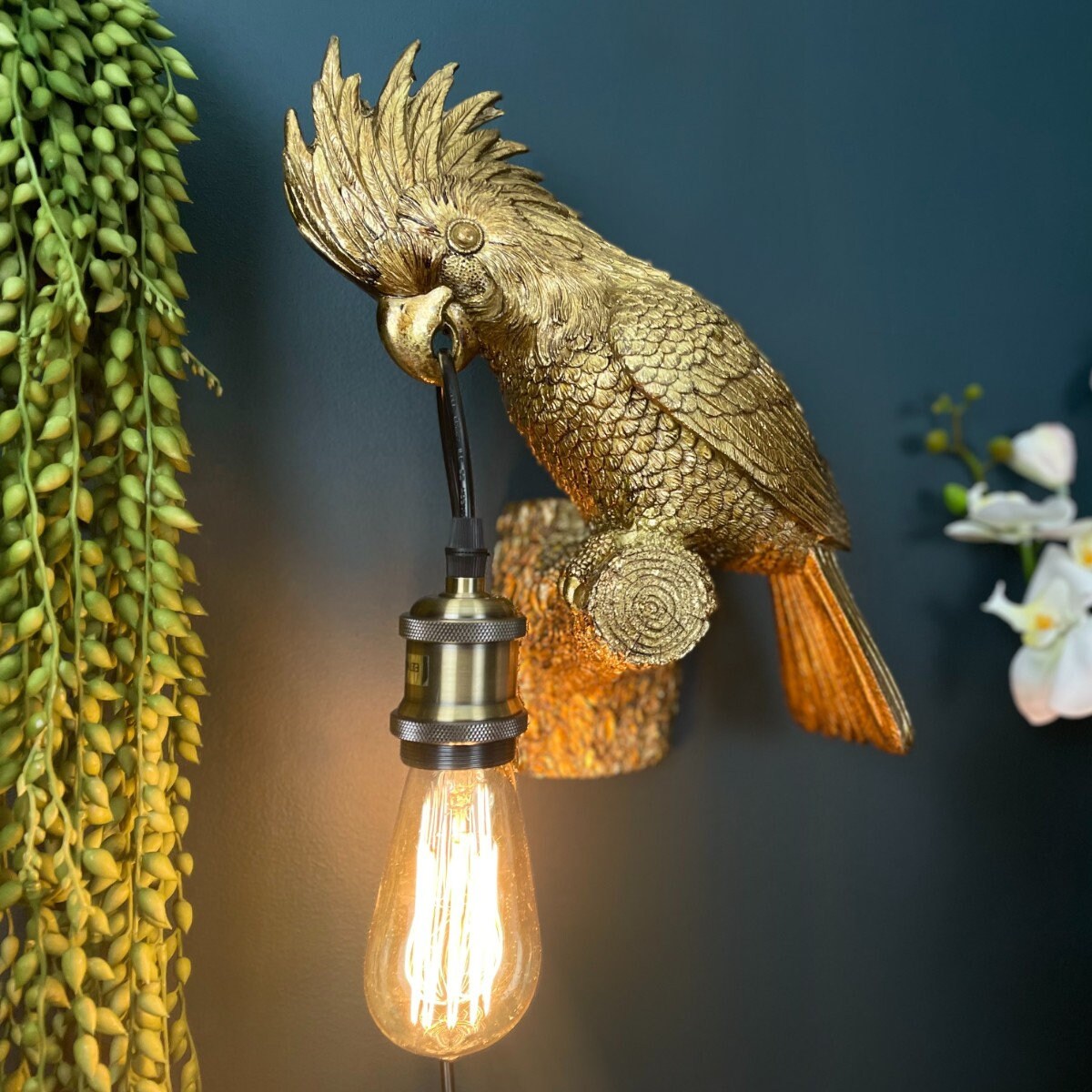 Antique parrot lamp deals