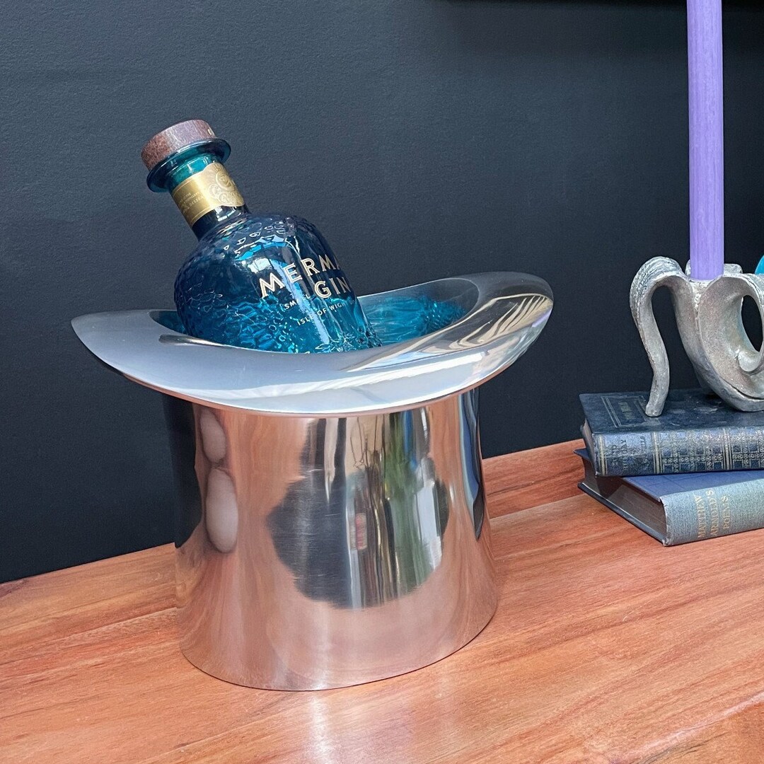 Silver Metal Top Hat Ice Bucket Etsy