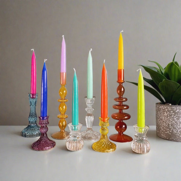 Paires de bougies pour le dîner 20 cm - Durée de combustion 10 heures - 20 couleurs disponibles - Couleur unie - Cire de paraffine