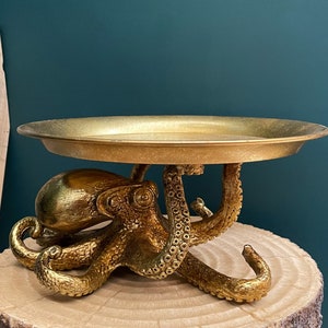 Antique Gold Octopus Holding a Tray Plate