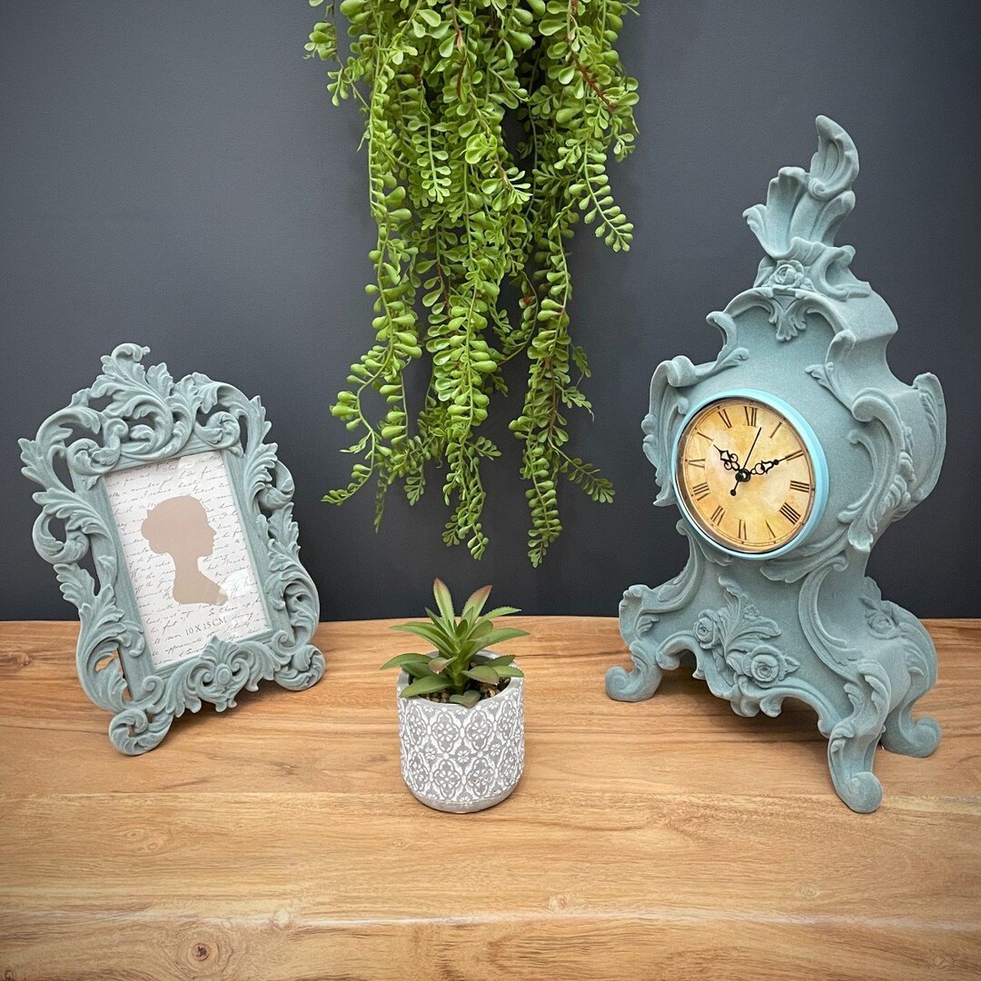 Large Ornate Velvet Flock Mantle Clocks Candyfloss Pink or Etsy UK