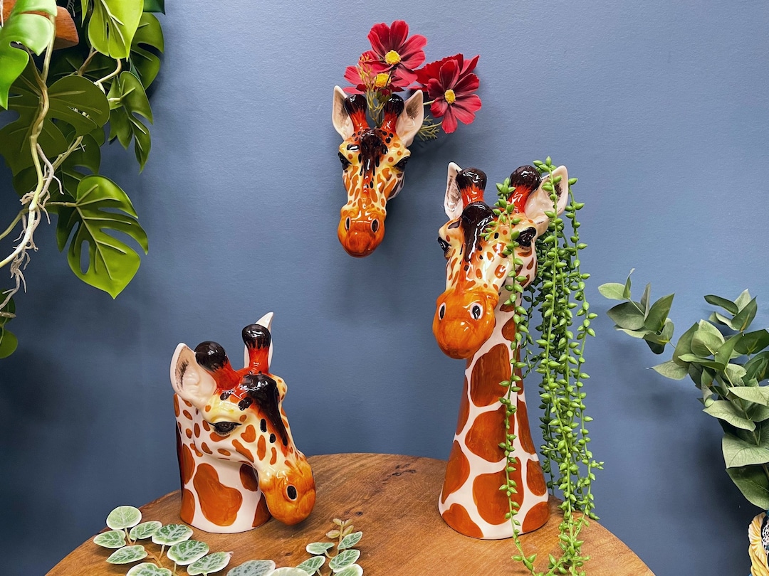 Giraffe Head Ceramic Wall Sconce Freestanding Vase or Planter Etsy UK