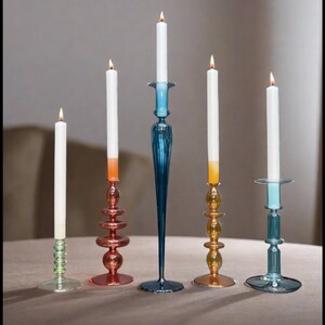 Contemporary Glass Candlesticks - Five Different Styles Available