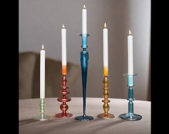 Contemporary Glass Candlesticks - Five Different Styles Available