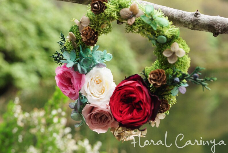 Green Preserved Rose Flower Wreath